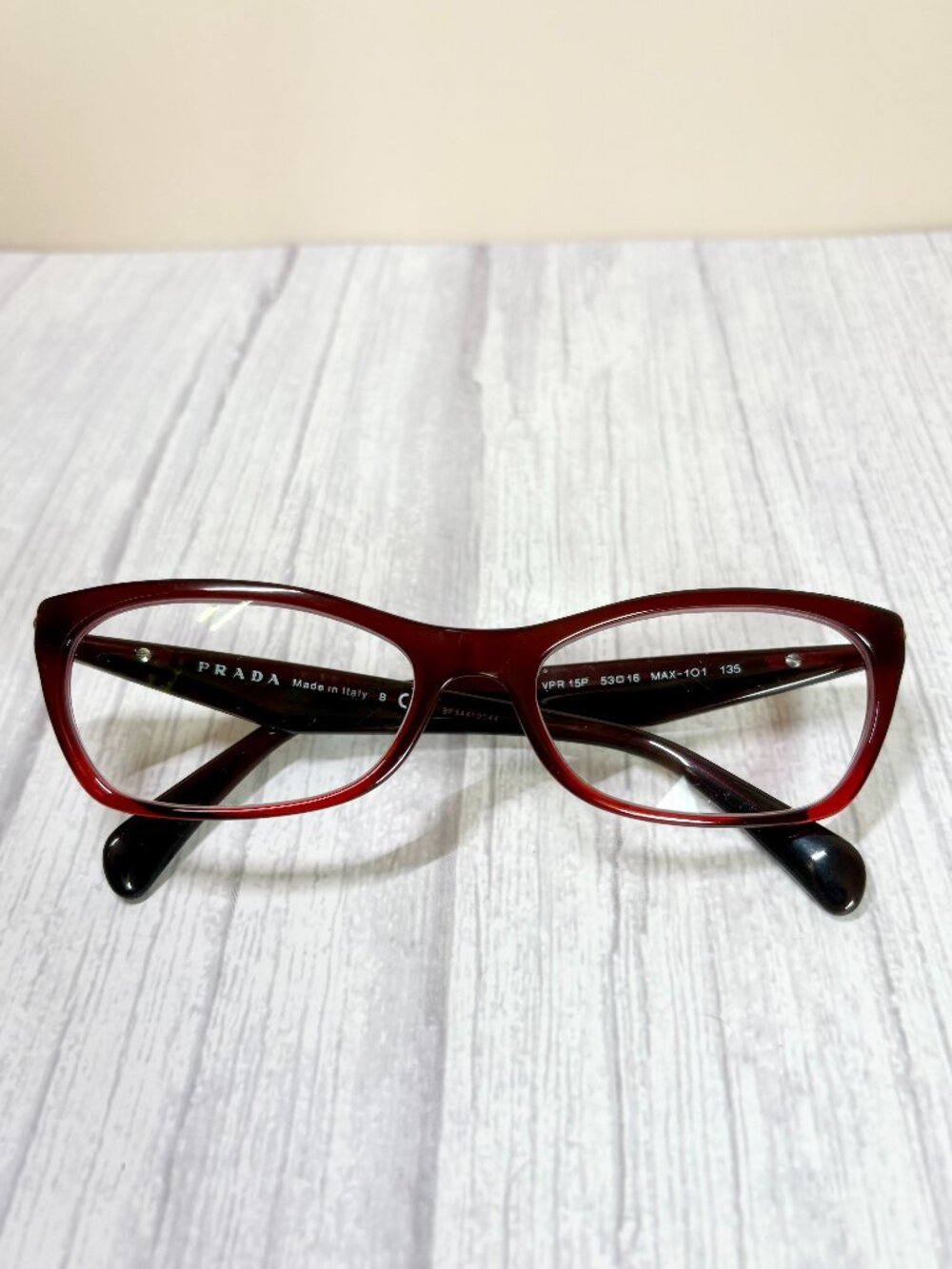 Prada VPR 15P Burgundy Cat Eye Eyeglasses Frames 53-16-135 Italy MAX-101